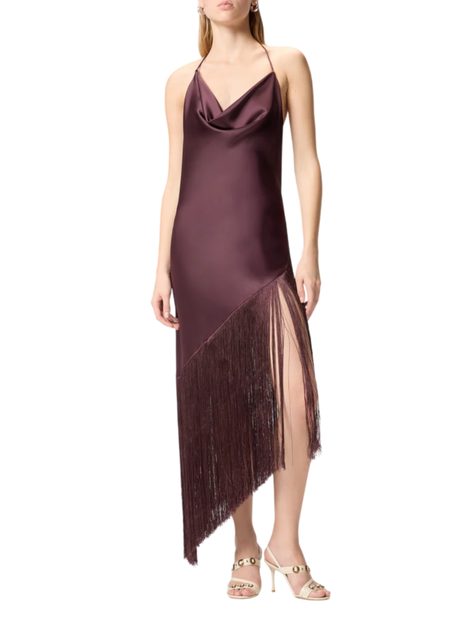 Pinko abito satin Uva con frange viola 106430-A33D R57 PINKO