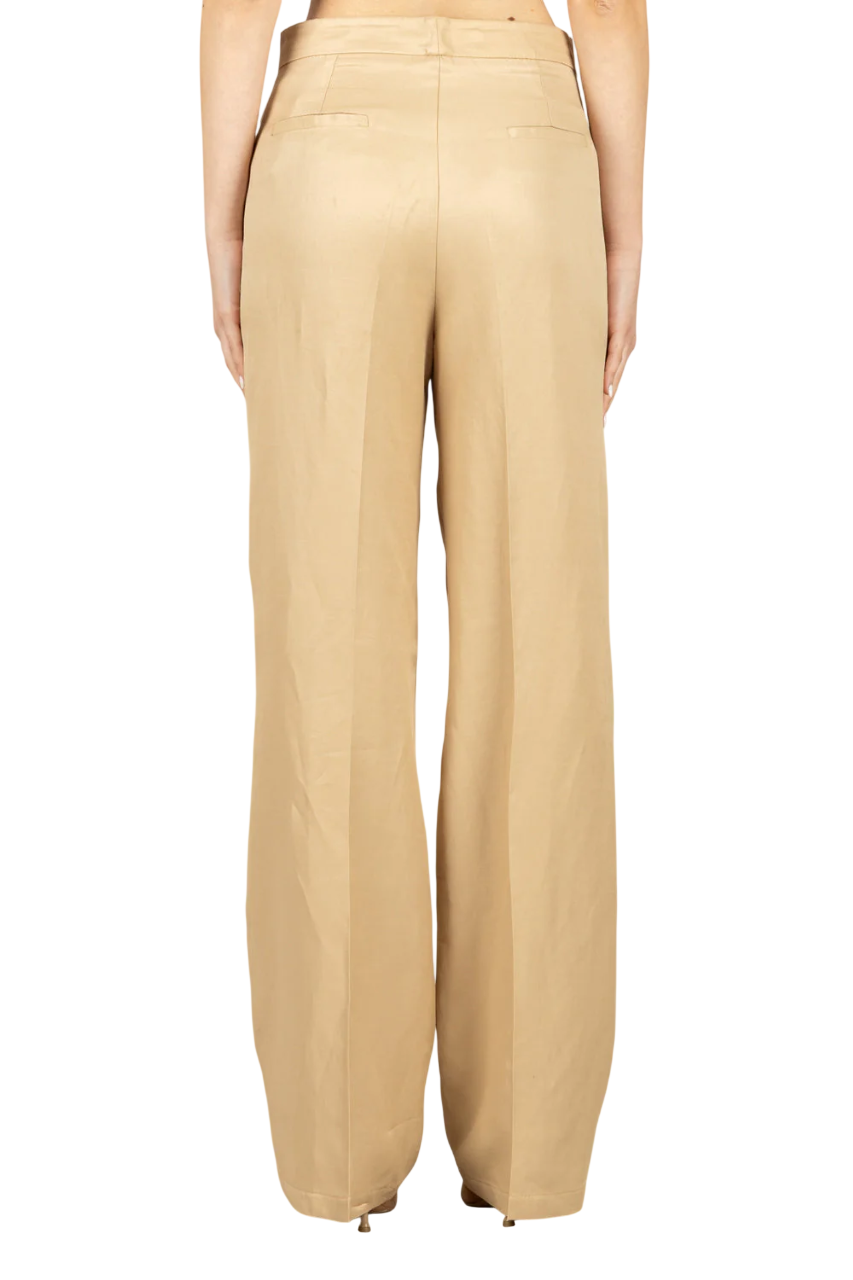Vicolo pantaloni palazzo donna misto lino beige TAB0250 BEIGE VICOLO