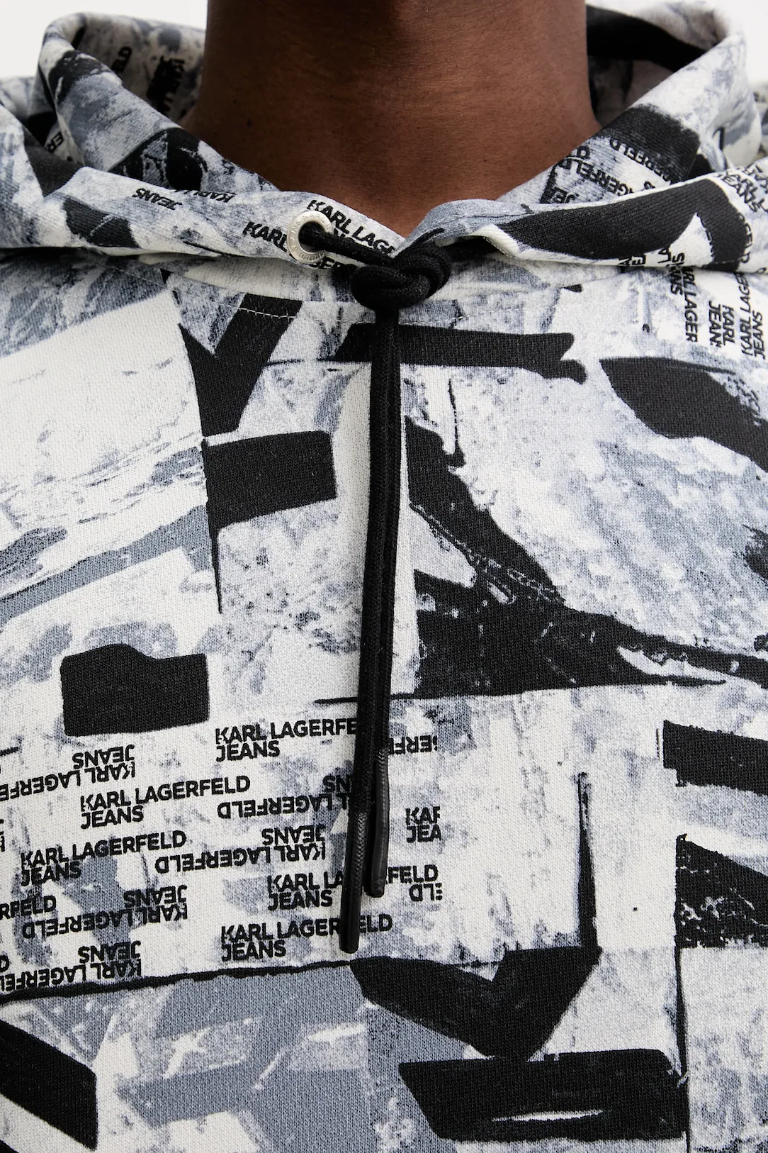 Karl Lagerfeld Jeans felpa uomo in fantasia grigio nero A4M20023 2AD KARL LAGERFELD