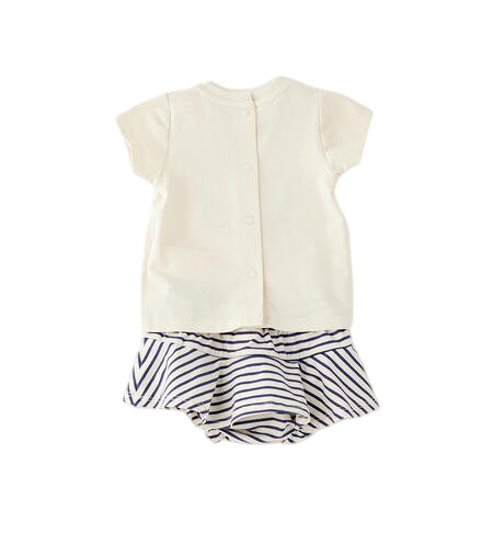 iDo completo estivo neonata T-shirt e shorts panna blu 4G216 0151 iDO