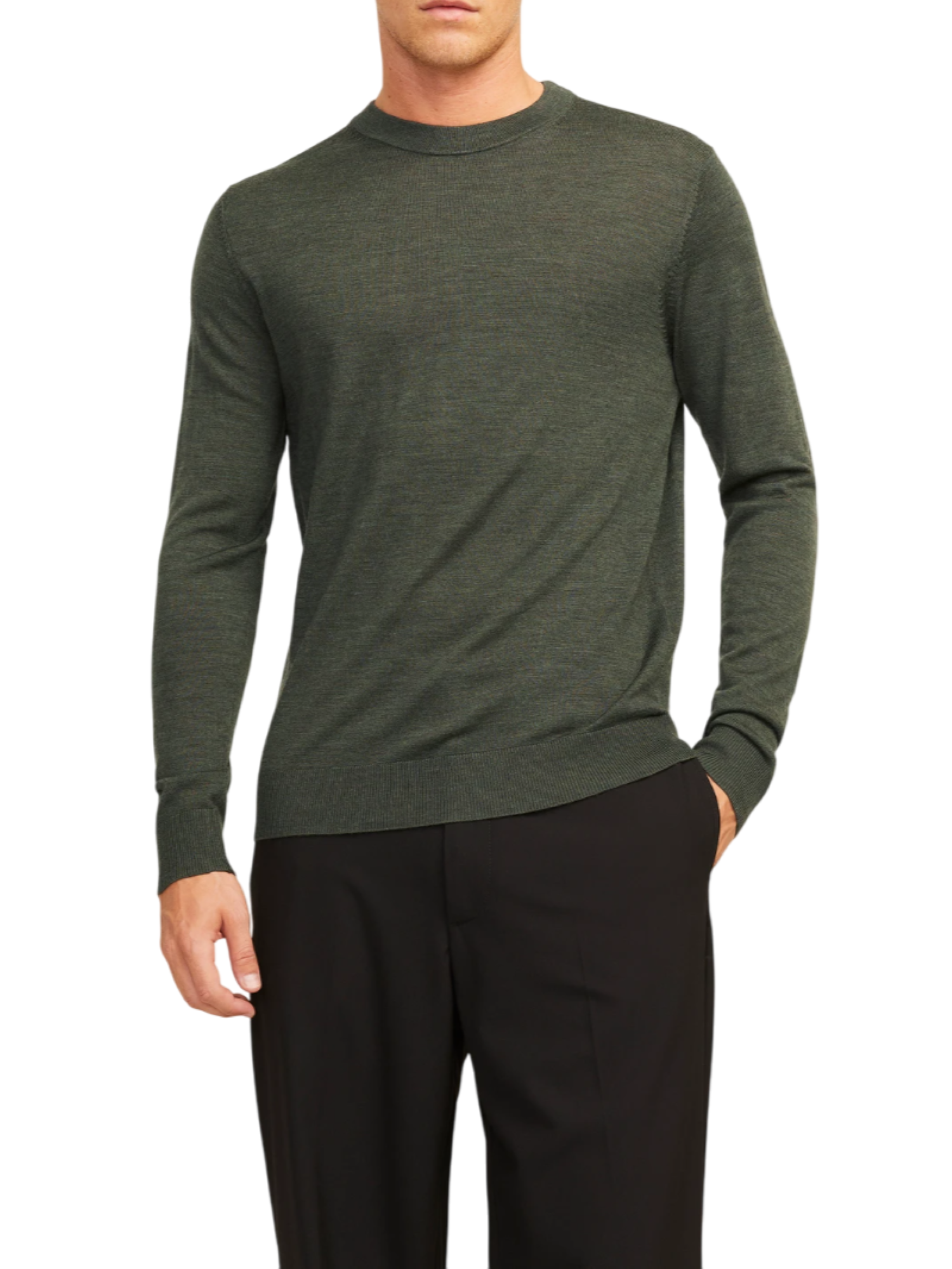 Jack&Jones maglia girocollo in lana verde 12216817 PEAT-MELANGE JACK&JONES