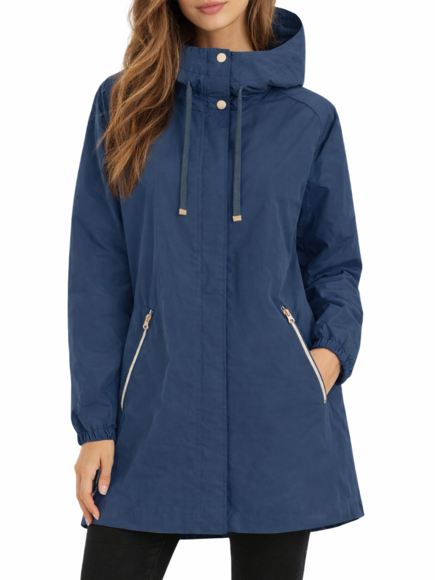 Yes Zee parka leggero con cappuccio blu O430-NH00 0713 YES-ZEE