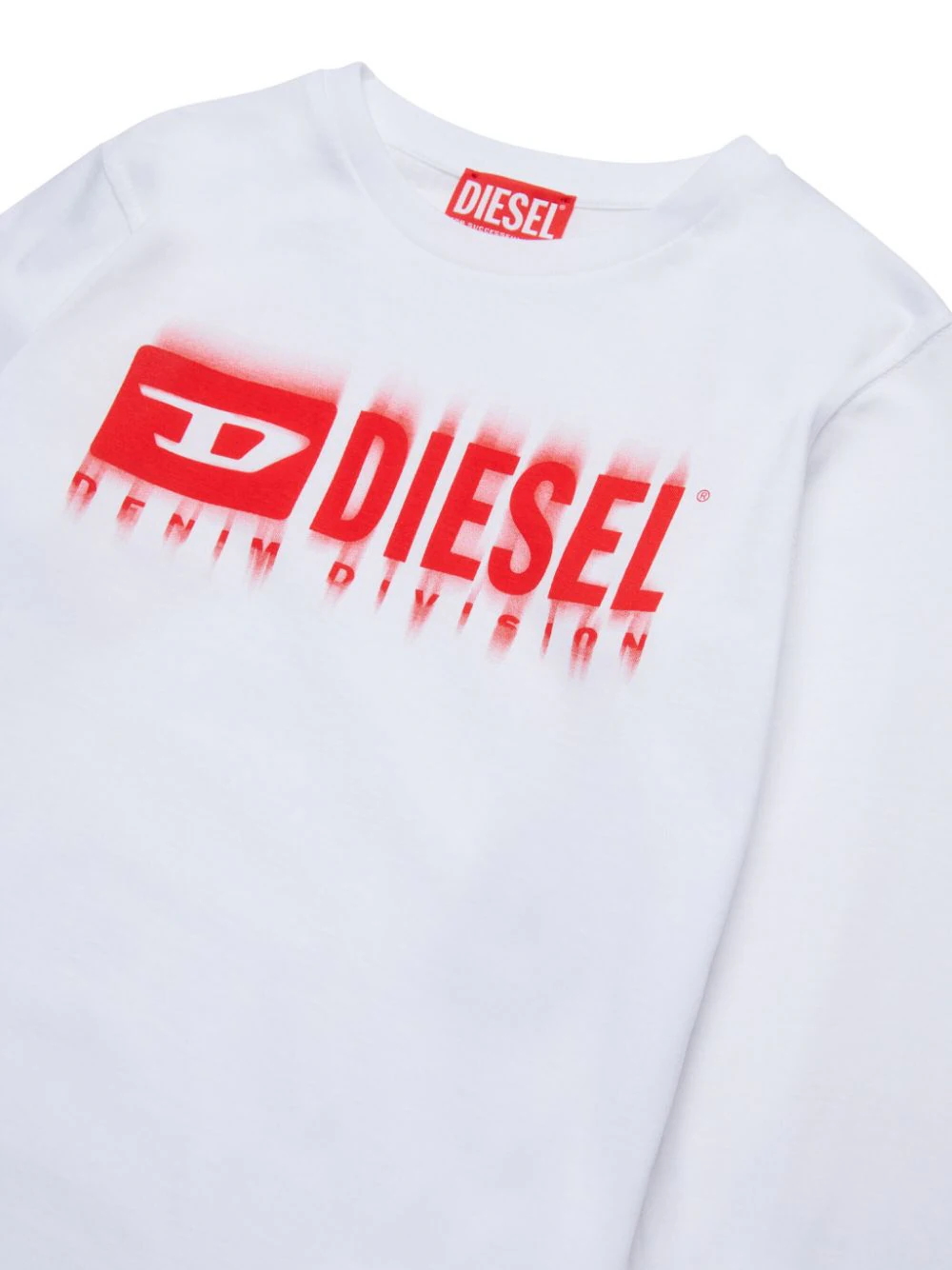 Diesel T-shirt manica lunga con stampa logo bianco rosso J02032-00YI9 K100 DIESEL