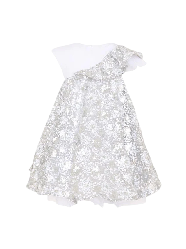 Karl Lagerfeld abito elegante bambina con paillettes argento Z31139 GRIGIO BIANCO KARL LAGERFELD KIDS