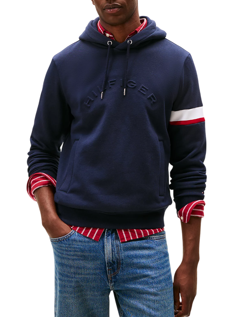 Tommy Hilfiger felpa uomo con cappuccio blu MW0MW40479 DW5 Tommy Hilfiger