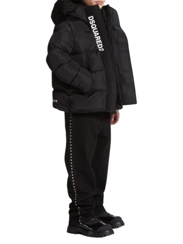 Dsquared2 piumino bambino con cappuccio nero DQ1090-D00BN DQ900 DSQUARED2
