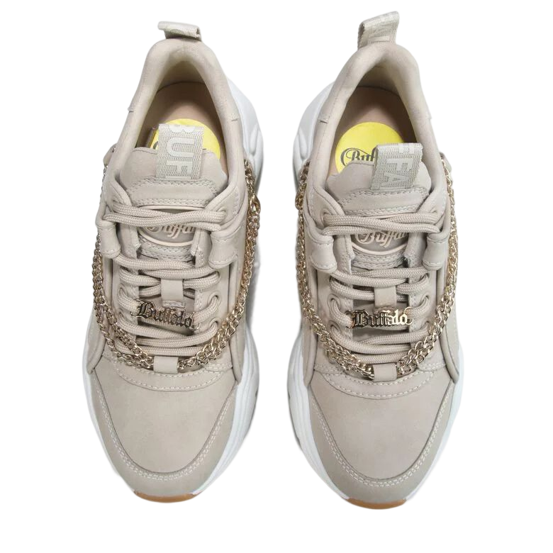 BUFFALO Sneakers Donna BEIGE 1630541 BEIGE-GOLD CHAIN BUFFALO