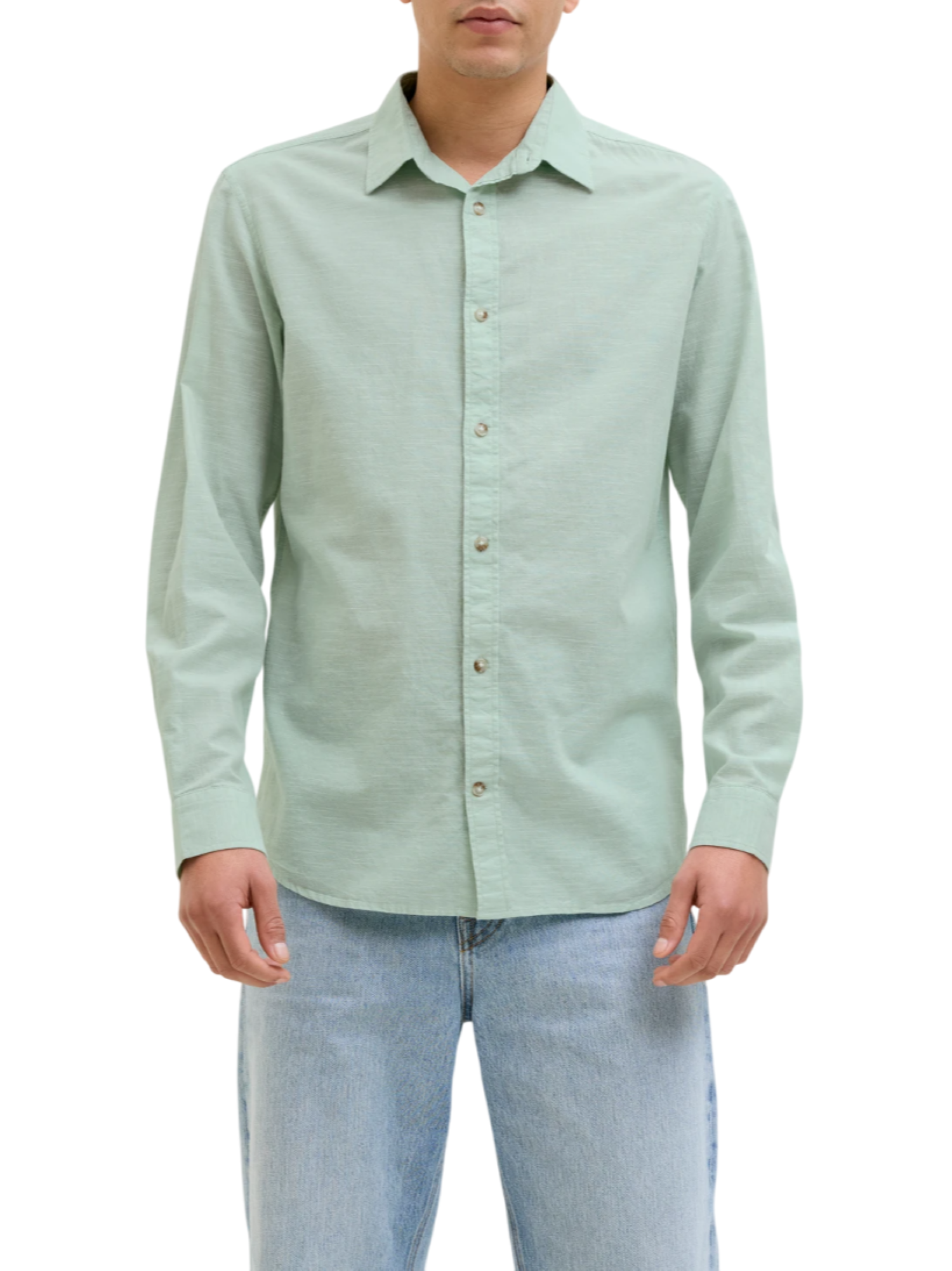 Jack&Jones camicia manica lunga in misto lino verde acqua 12269315 ICEBERG GREEN JACK&JONES