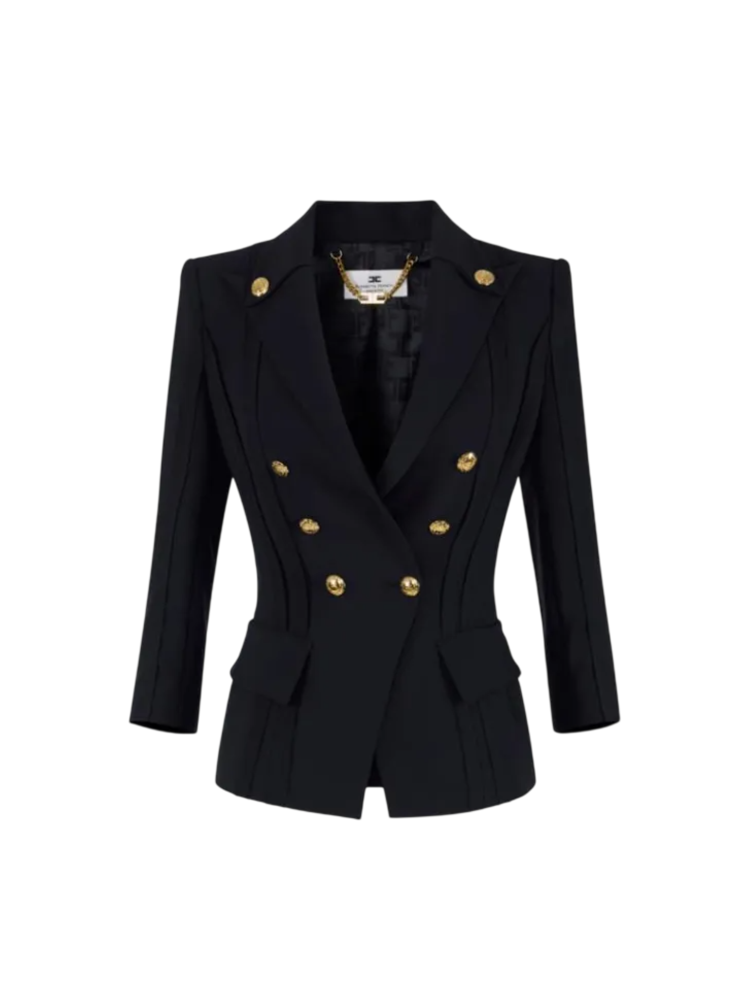 Elisabetta Franchi giacca blazer doppiopetto in tessuto crepe nero GI21861 110 ELISABETTA FRANCHI