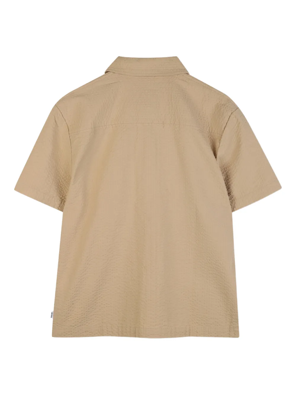 Boss camicia bambino con zip in cotone martellato beige J52946 BEIGE BOSS