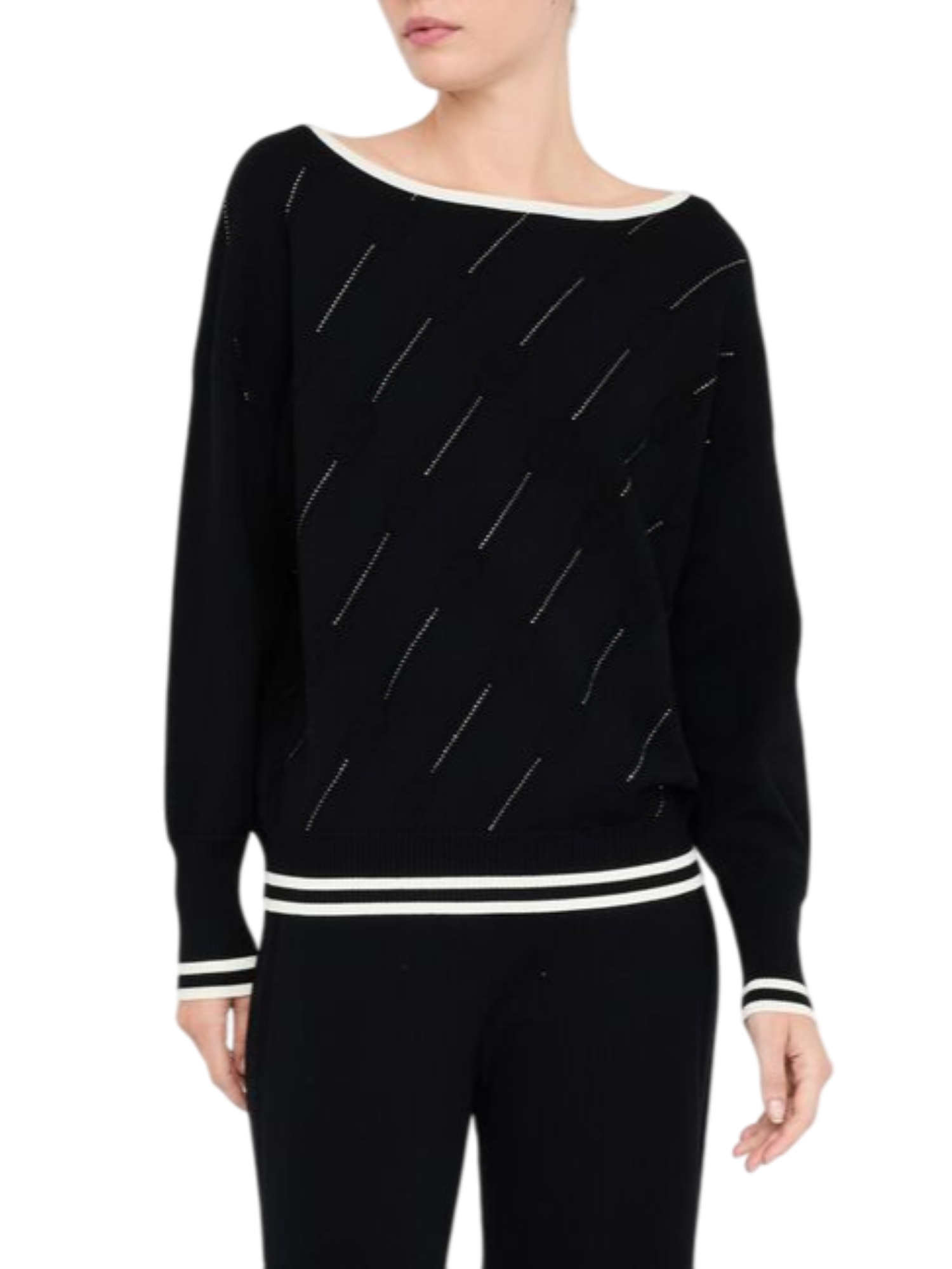 Liu Jo maglia donna con strass e logo nero TF5206MS63L 03N66 LIU JO
