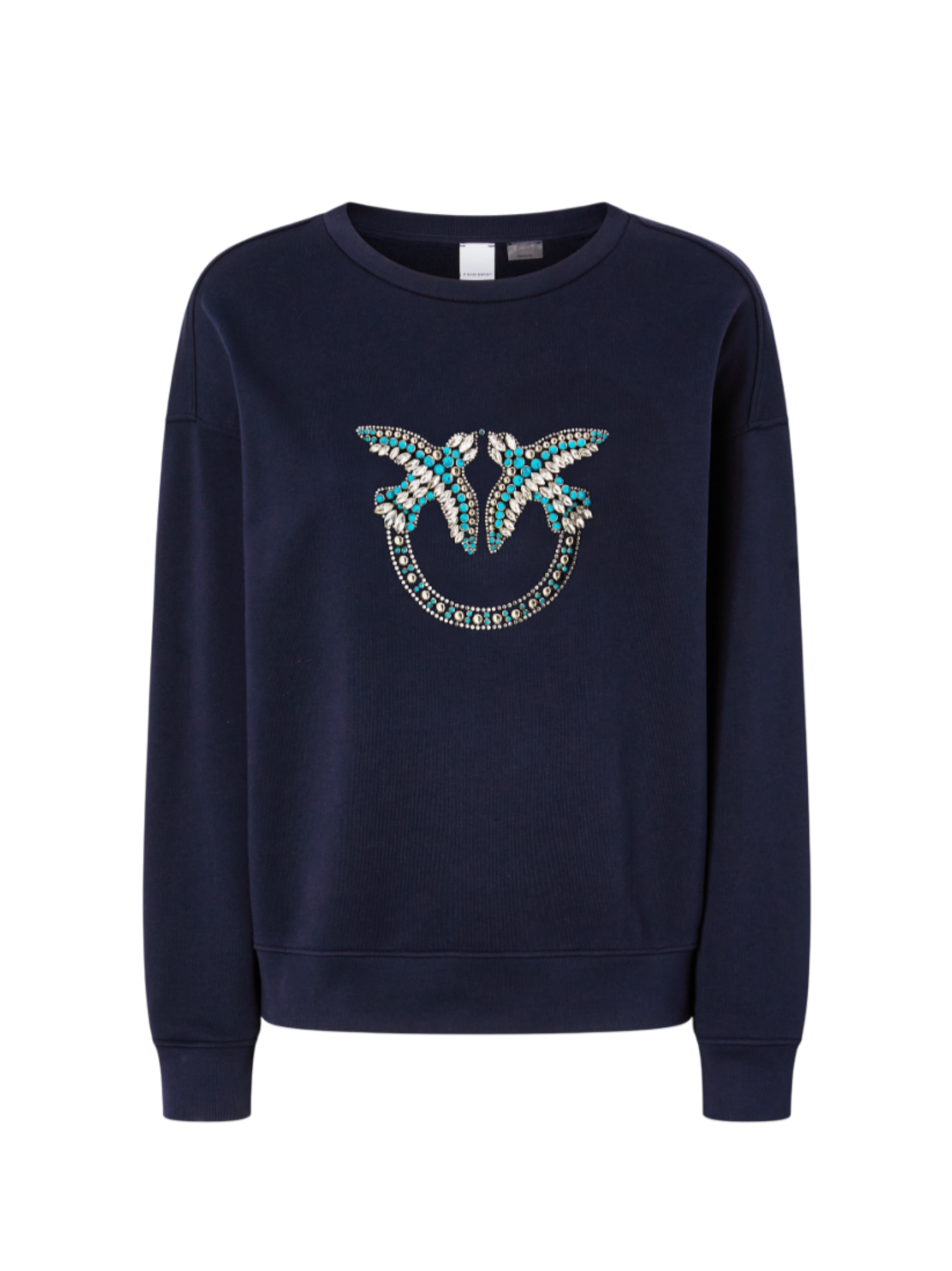 Pinko felpa Nelly in cotone con logo gioiello blu scuro 100534-A2G8 G1A PINKO