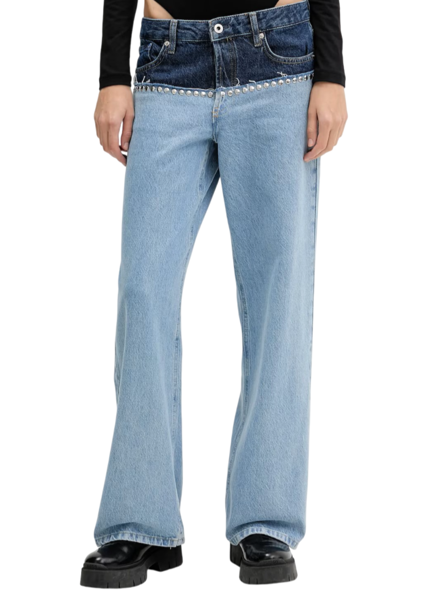 Karl Lagerfeld Jeans jeans gamba larga con borchie lavaggio blu A4W10046 1EK KARL LAGERFELD