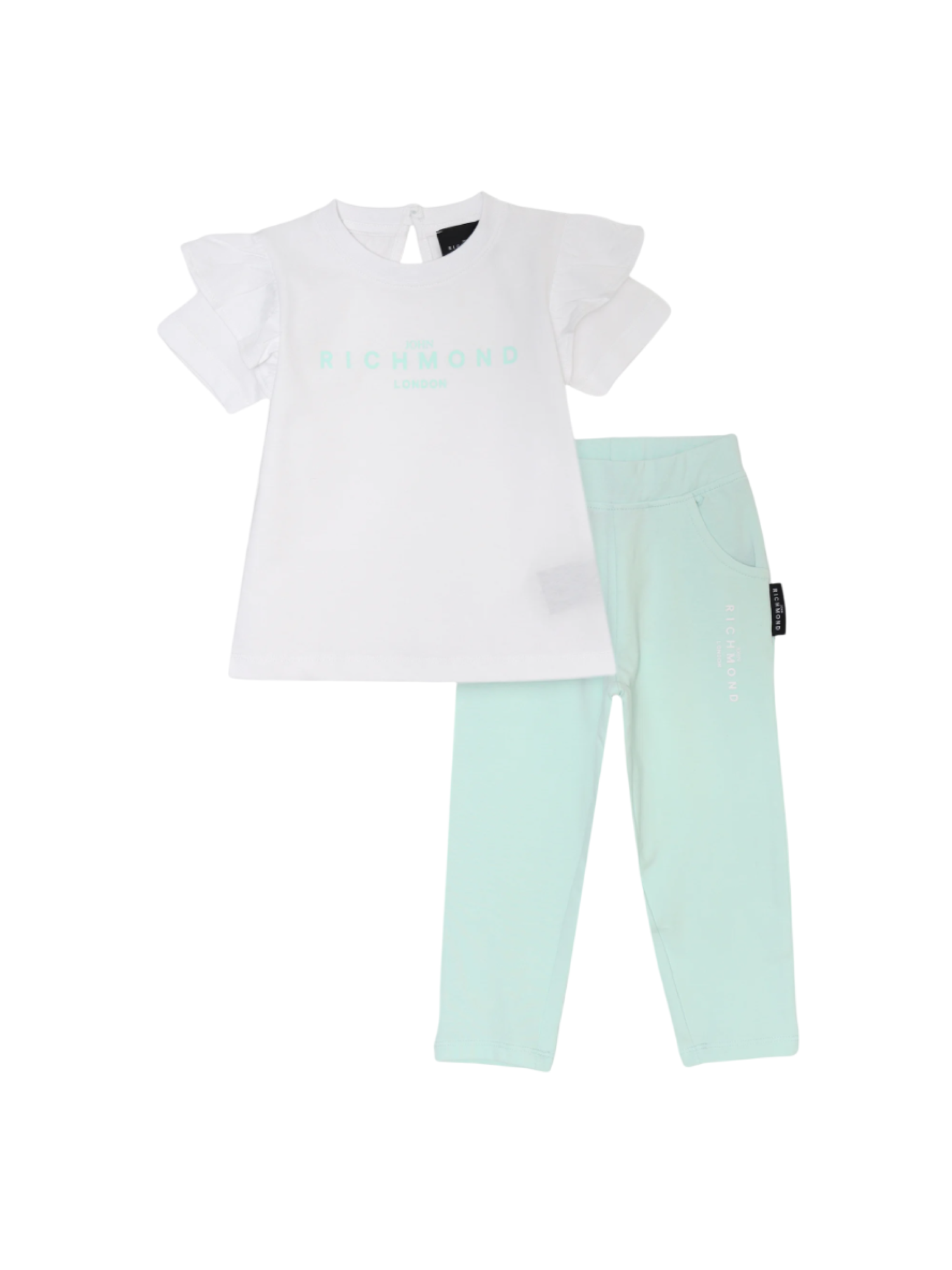 John Richmond completo T-shirt manica corta e leggings bianco verde acqua RIP25008CJ WHITE-BAY John RICHMOND