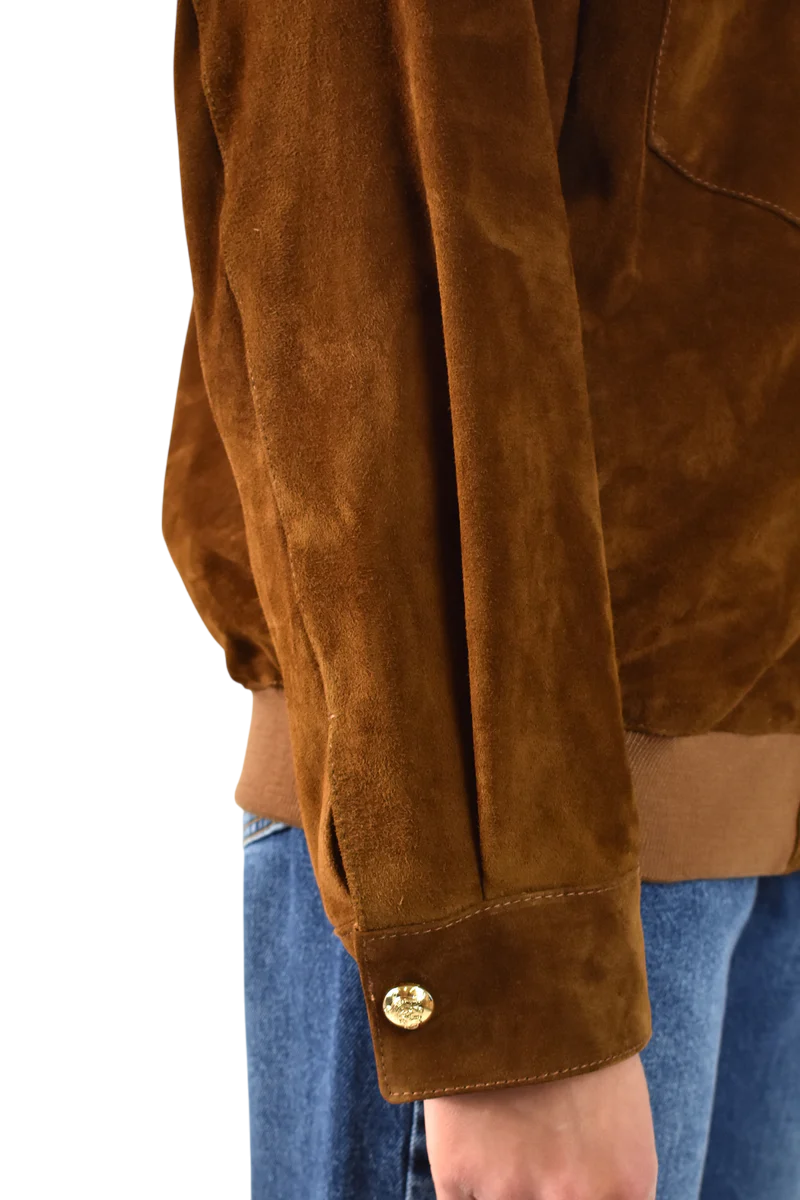 Vicolo giubbino bomber in pelle scamosciata marrone cuoio TD0147 CUOIO VICOLO