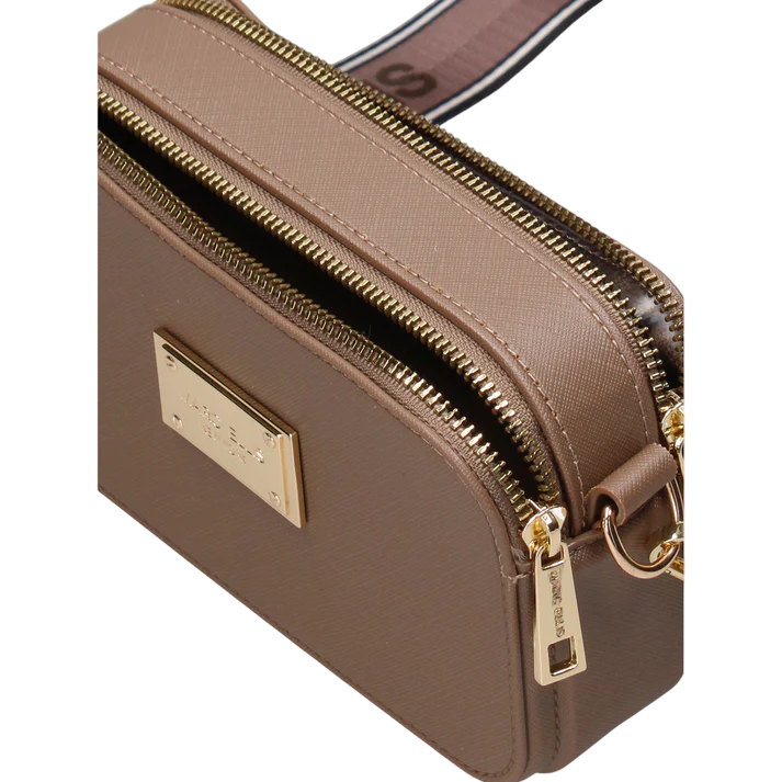 Marc Ellis borsa a tracolla in gomma saffiano marrone FLAT MARC 25 BRONZE-LIGHT GOLD MARC ELLIS