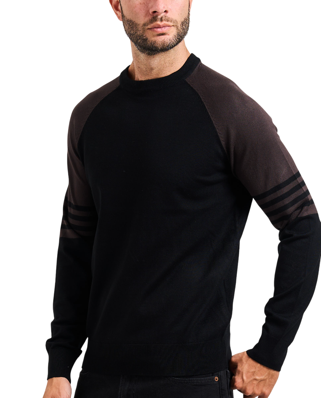 John Richmond maglia uomo colorblock nero grigio UMA25055MA BLACK-MULC John RICHMOND