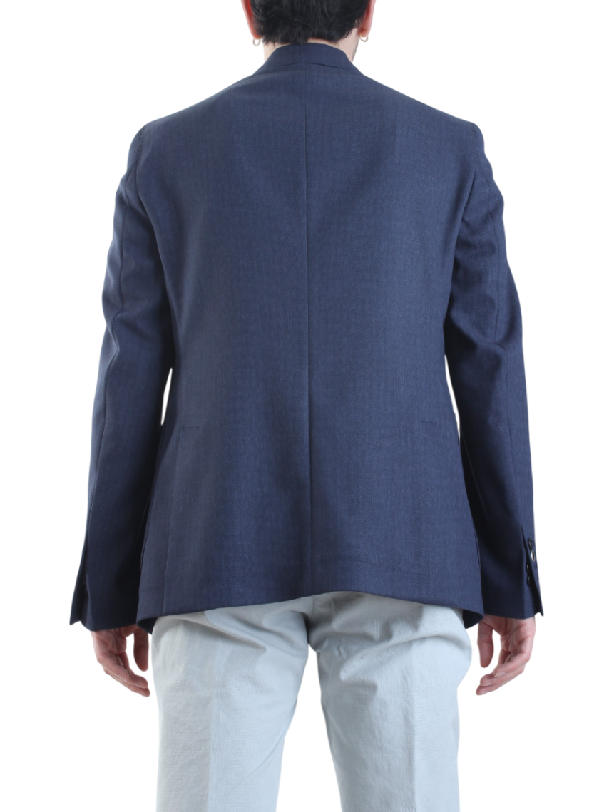 Mulish giacca blazer monopetto con trama spigata blu PORTORICO-GKS802 BLU MULISH