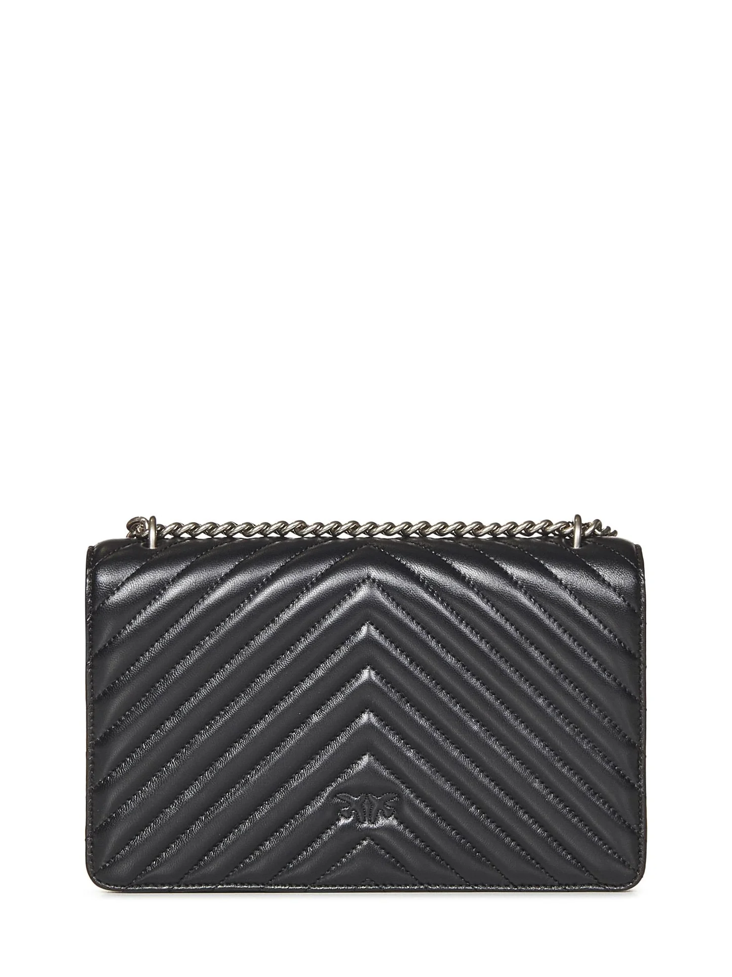 Pinko borsa Love Bag One Classic in pelle chevron nero argento 100941-A0GK Z99O PINKO