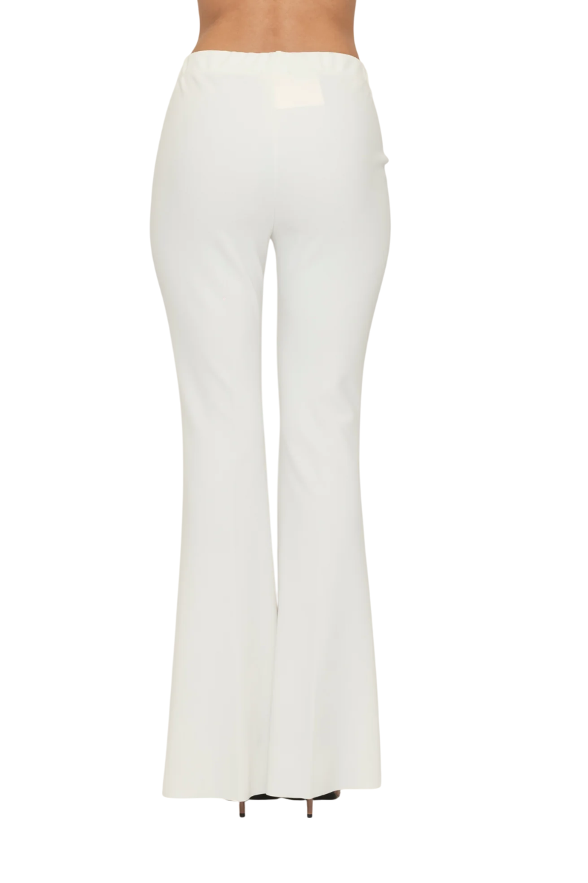 Vicolo pantaloni a zampa in tessuto crepe bianco latte TD0239 LATTE VICOLO