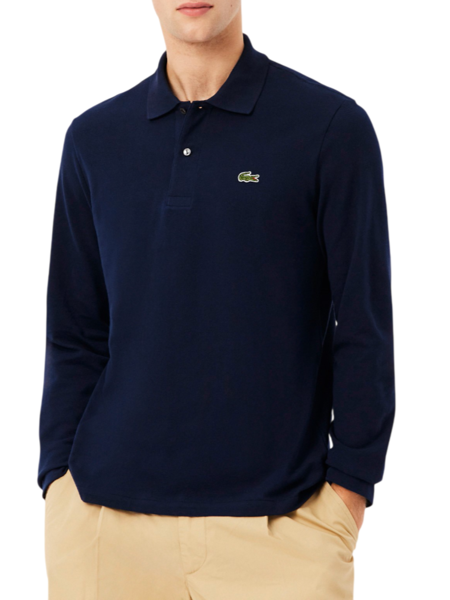 Lacoste polo manica lunga 12.12 in piquè blu navy L1312 166 LACOSTE