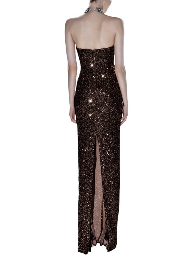 Aniye By abito lungo Thelma con paillettes marrone 185235 02481 ANIYE BY