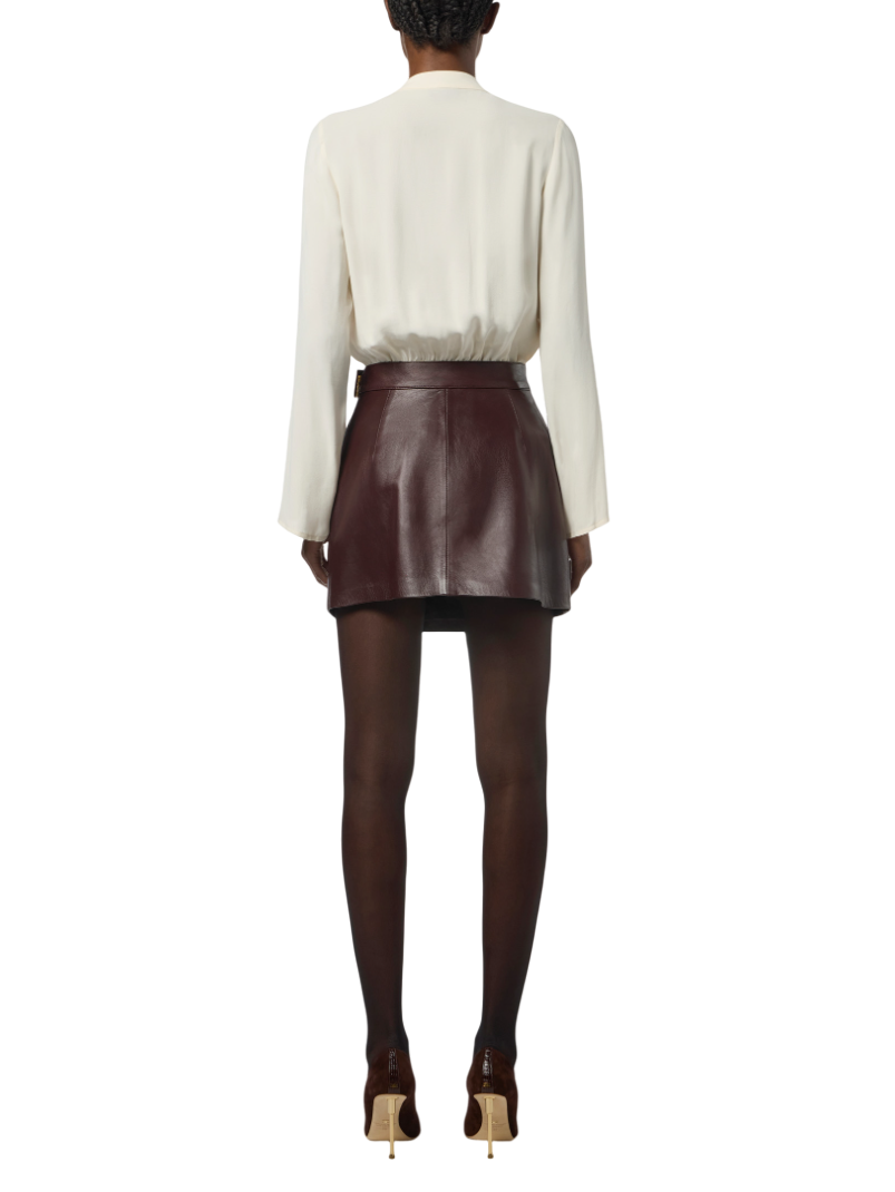 Elisabetta Franchi body in georgette manica lunga panna CB00557E2 DZ9 ELISABETTA FRANCHI