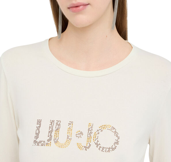 Liu Jo T-shirt manica lunga con logo panna TF5300JS003 09U35 LIU JO