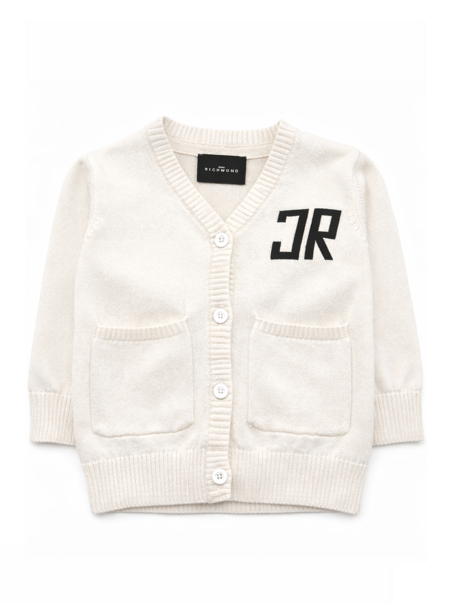John Richmond cardigan neonato con tasche bianco RIP26032MA WHITE-BLACK John RICHMOND