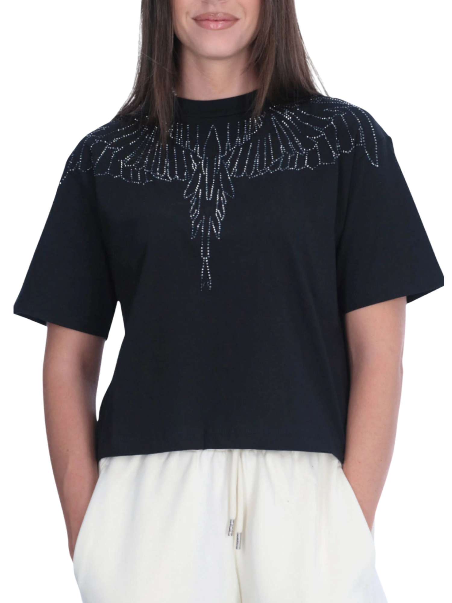 County of Milan T-shirt donna con strass nero CM30016 NERO COUNTY OF MILAN