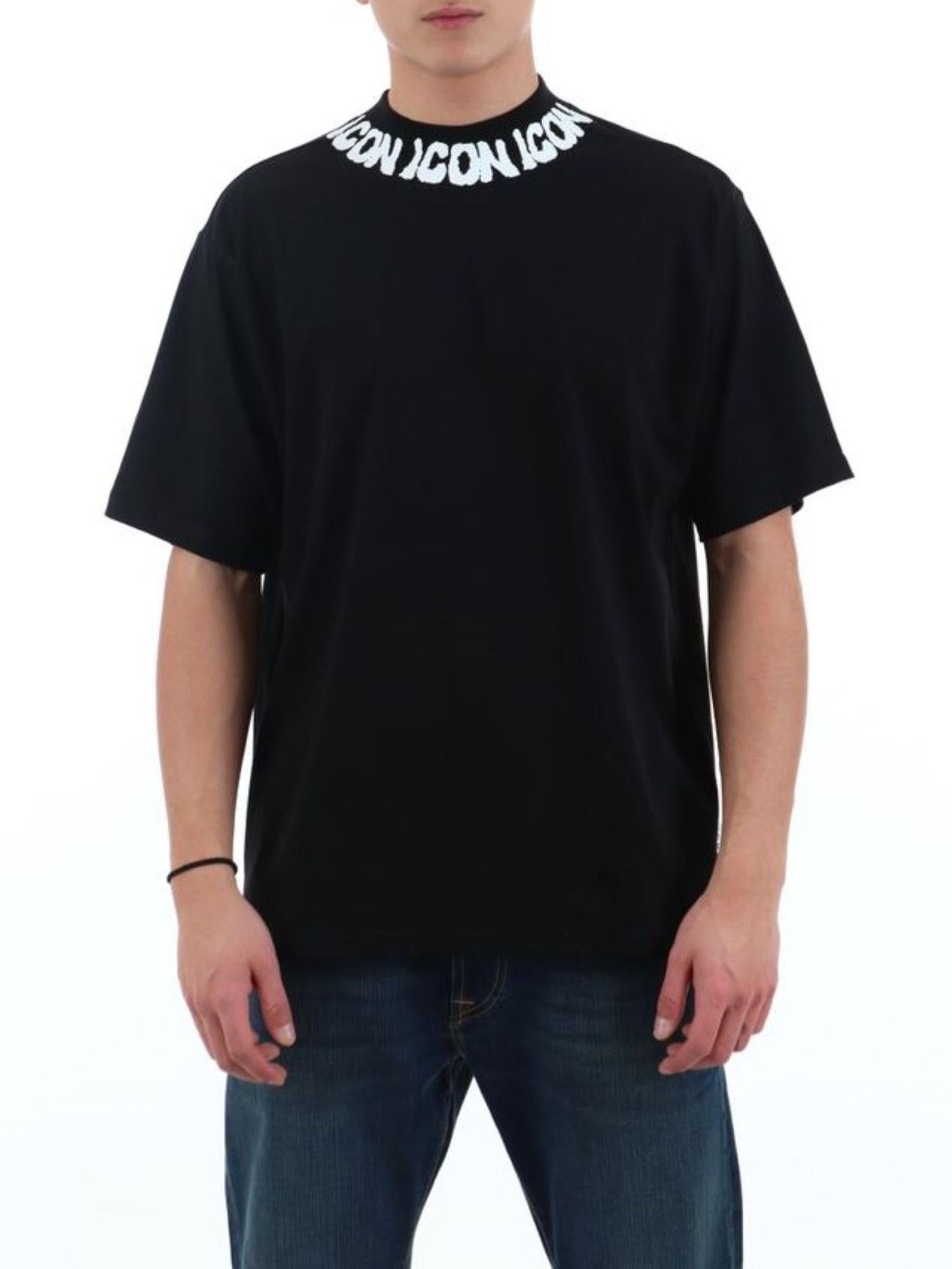 Icon T-shirt uomo manica corta con stampa logo nero IUT028 NERO ICON