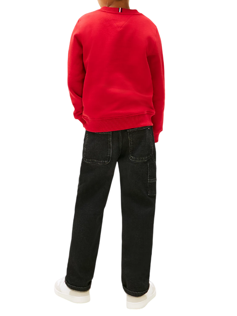 Tommy Hilfiger felpa bambino con logo iconico rosso KS0KS00709 XLG Tommy Hilfiger