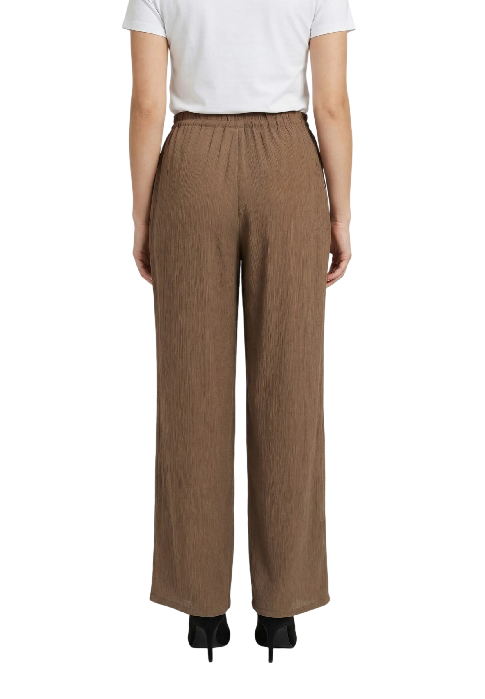 Only pantaloni donna gamba dritta misto viscosa marrone 15370054 WALNUT ONLY