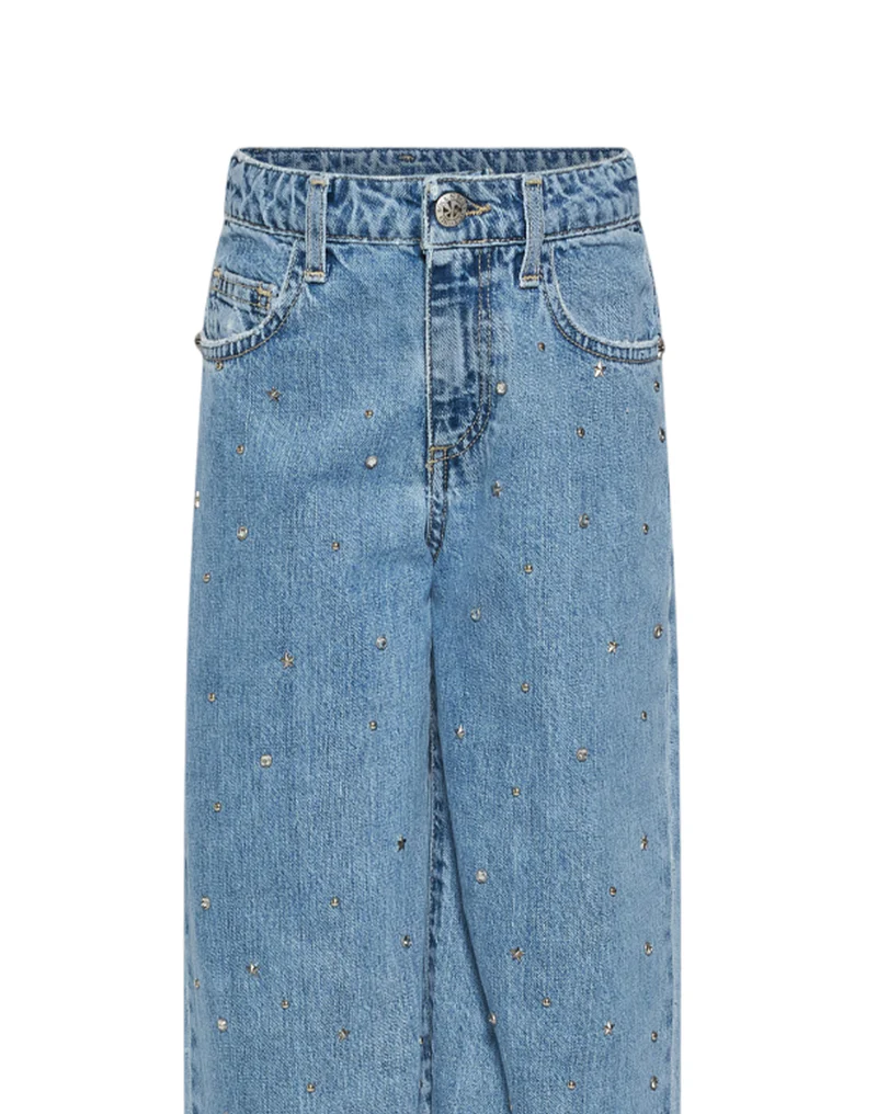 John Richmond jeans wide leg Sagone con borchie lavaggio blu RGP26133JE DENIM BLUE LIGHT John RICHMOND