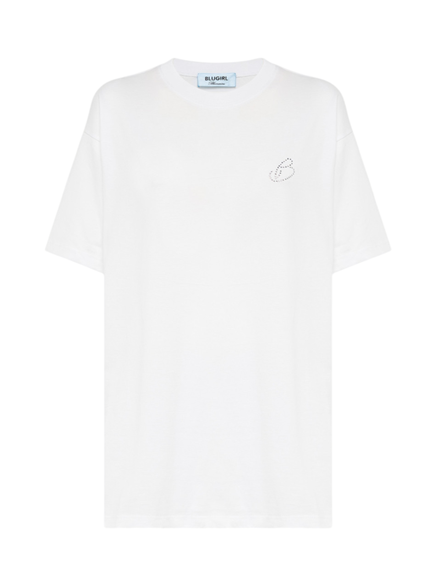 Blugirl T-shirt over donna con logo strass bianco RA6042J3841 11111 BLUGIRL
