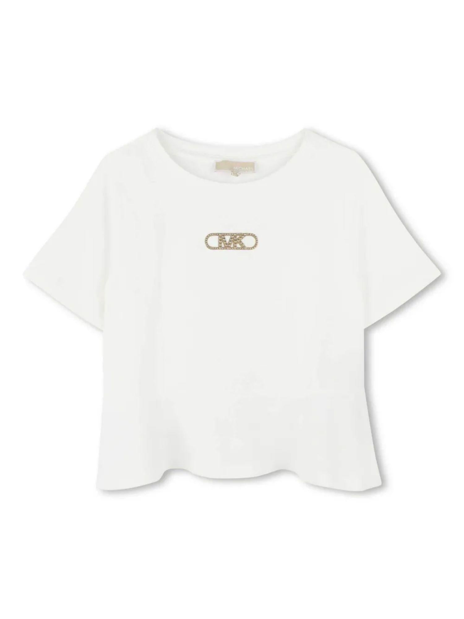 Michael Kors T-shirt manica corta con logo borchiato bianco latte R30321 BIANCO SPORCO MICHAEL KORS