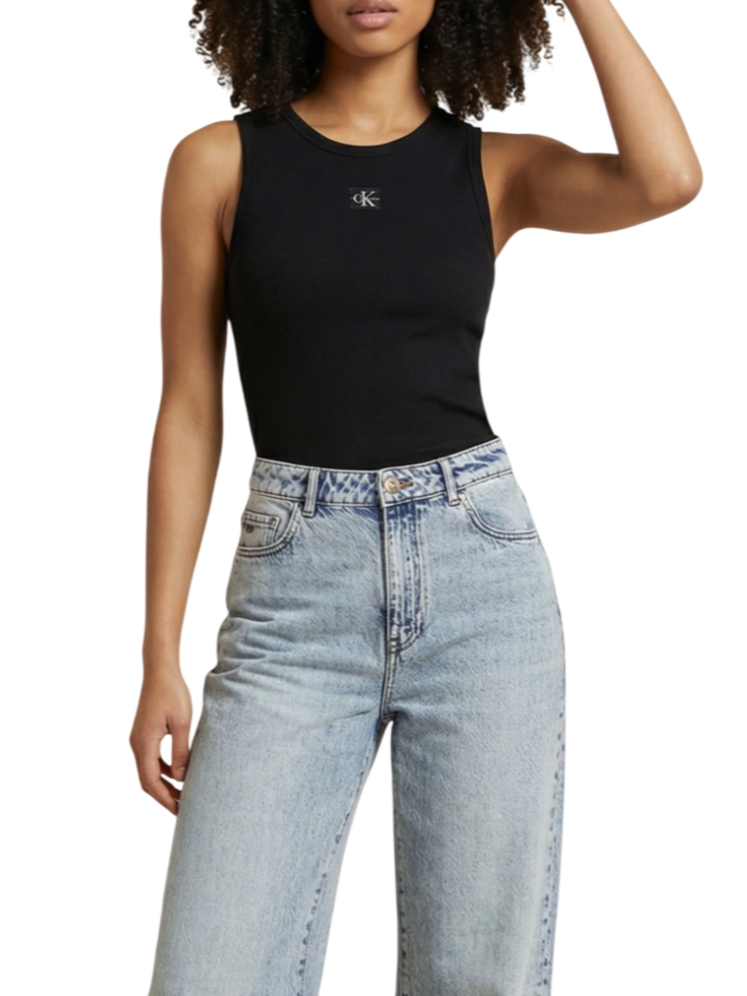 Calvin Klein Jeans canotta a costine donna nero LV047F246G UB1 Calvin Klein Jeans