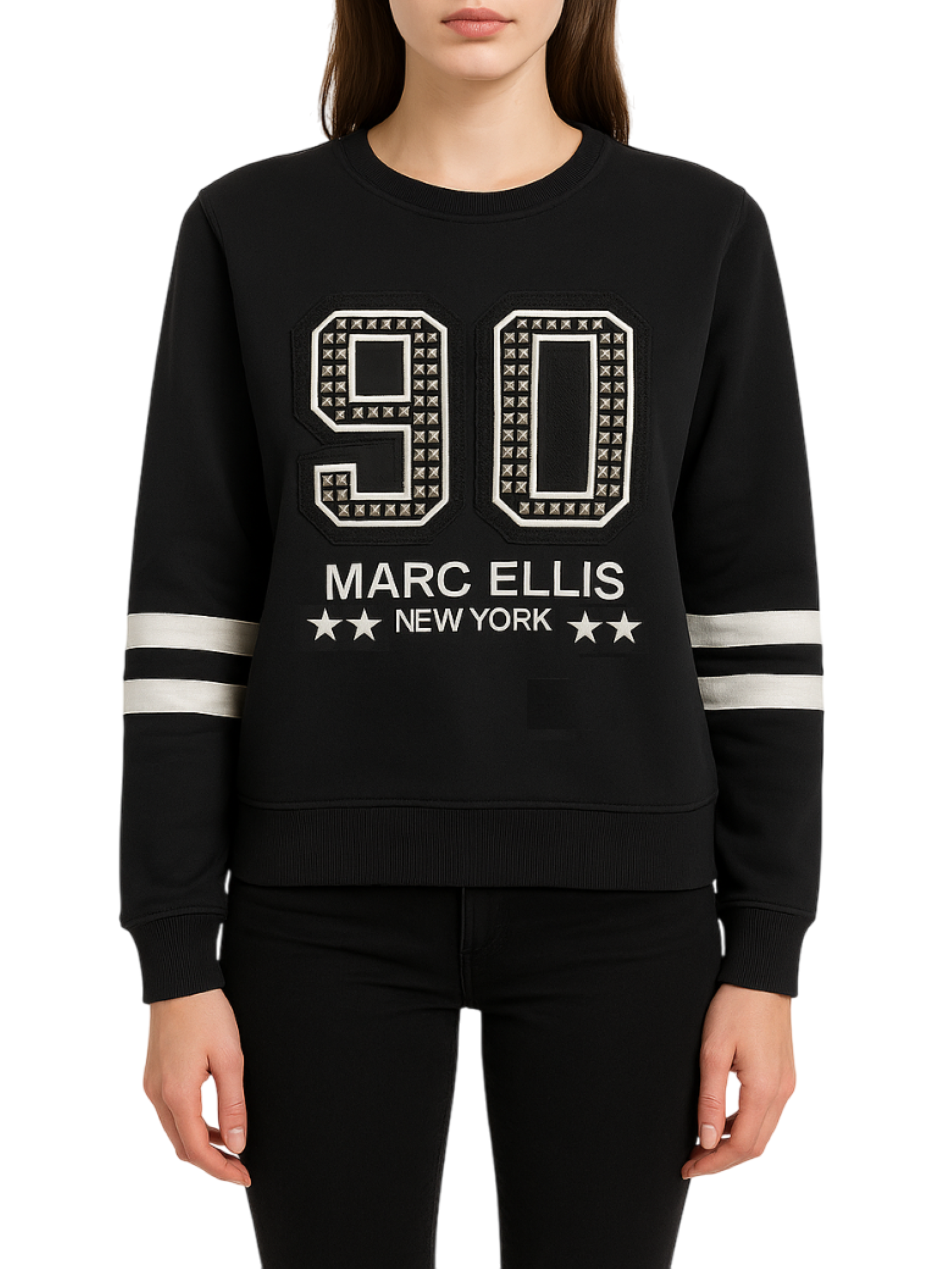 Marc Ellis felpa donna con patch nero MCLM0086 019 MARC ELLIS