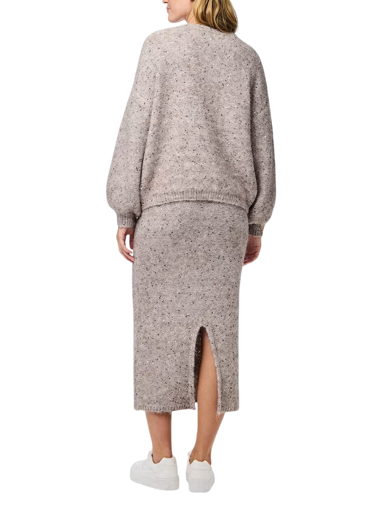 Pieces cardigan misto lana con paillettes tortora 17161227 GREIGE-TONE IN TONE PIECES