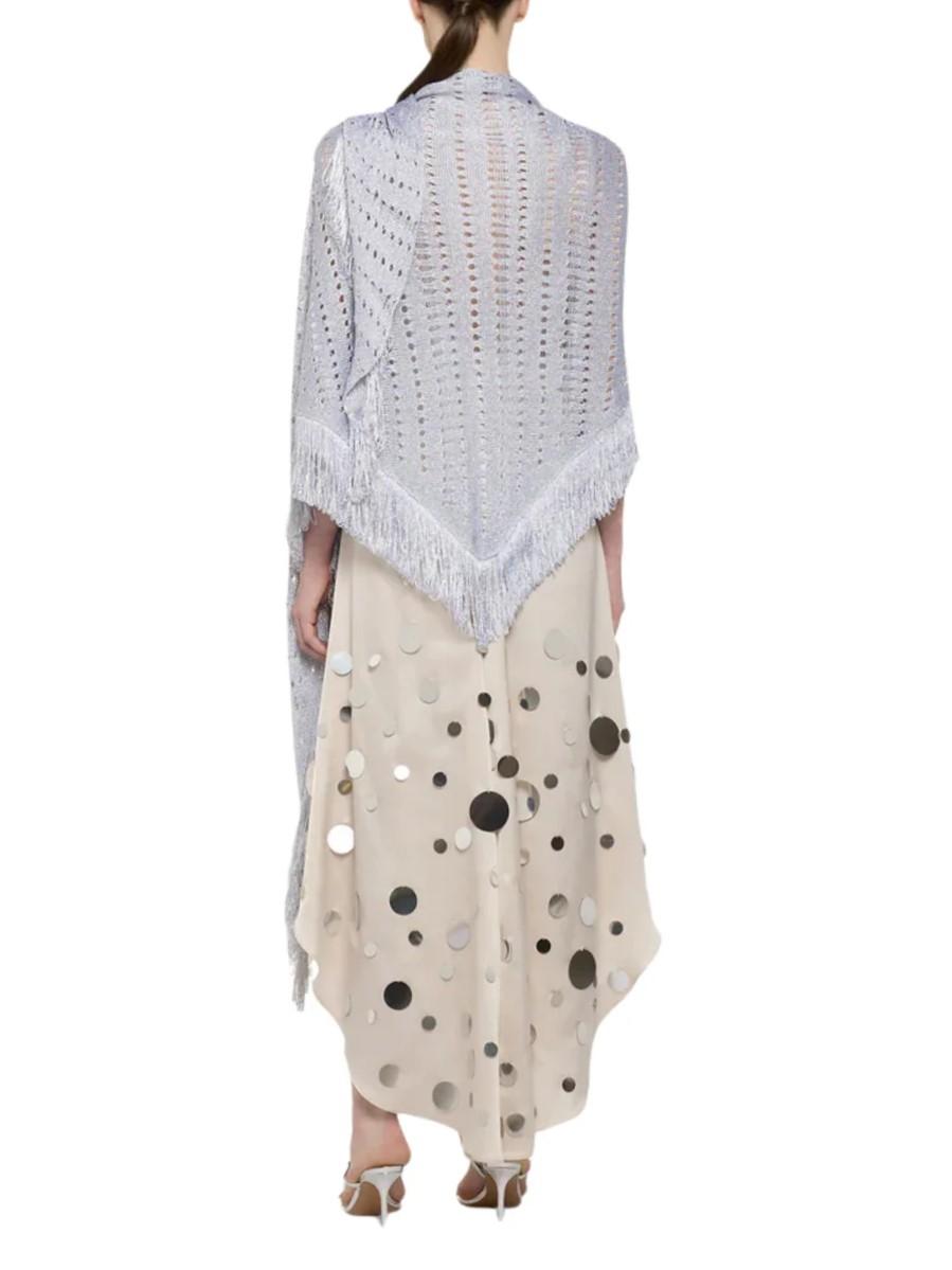 Simona Corsellini scialle traforato lurex con frange argento P25CPSLO0401 0036 SIMONA CORSELLINI