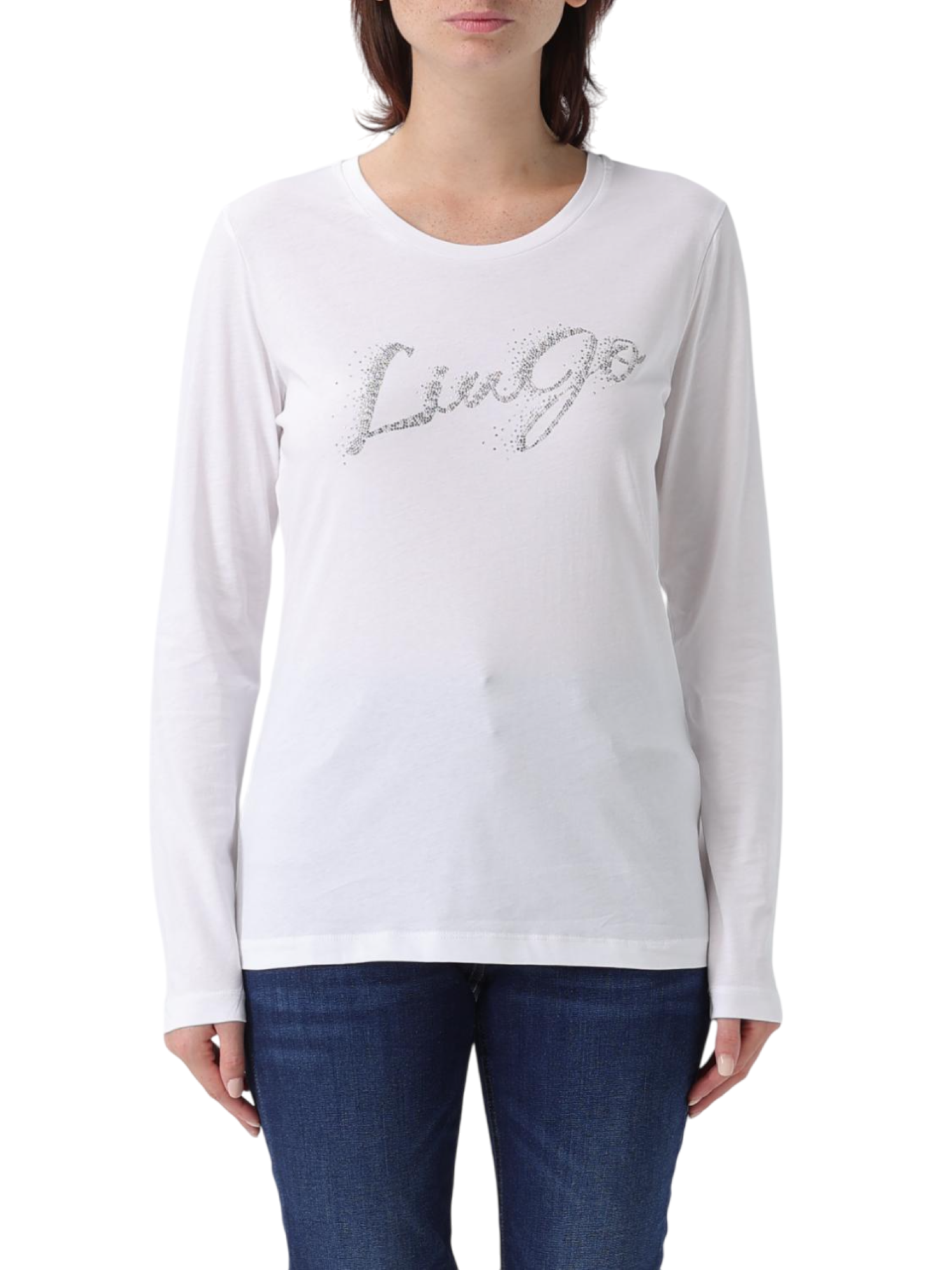 Liu Jo T-shirt manica lunga con logo strass bianco UF5283JS923 M9796 LIU JO