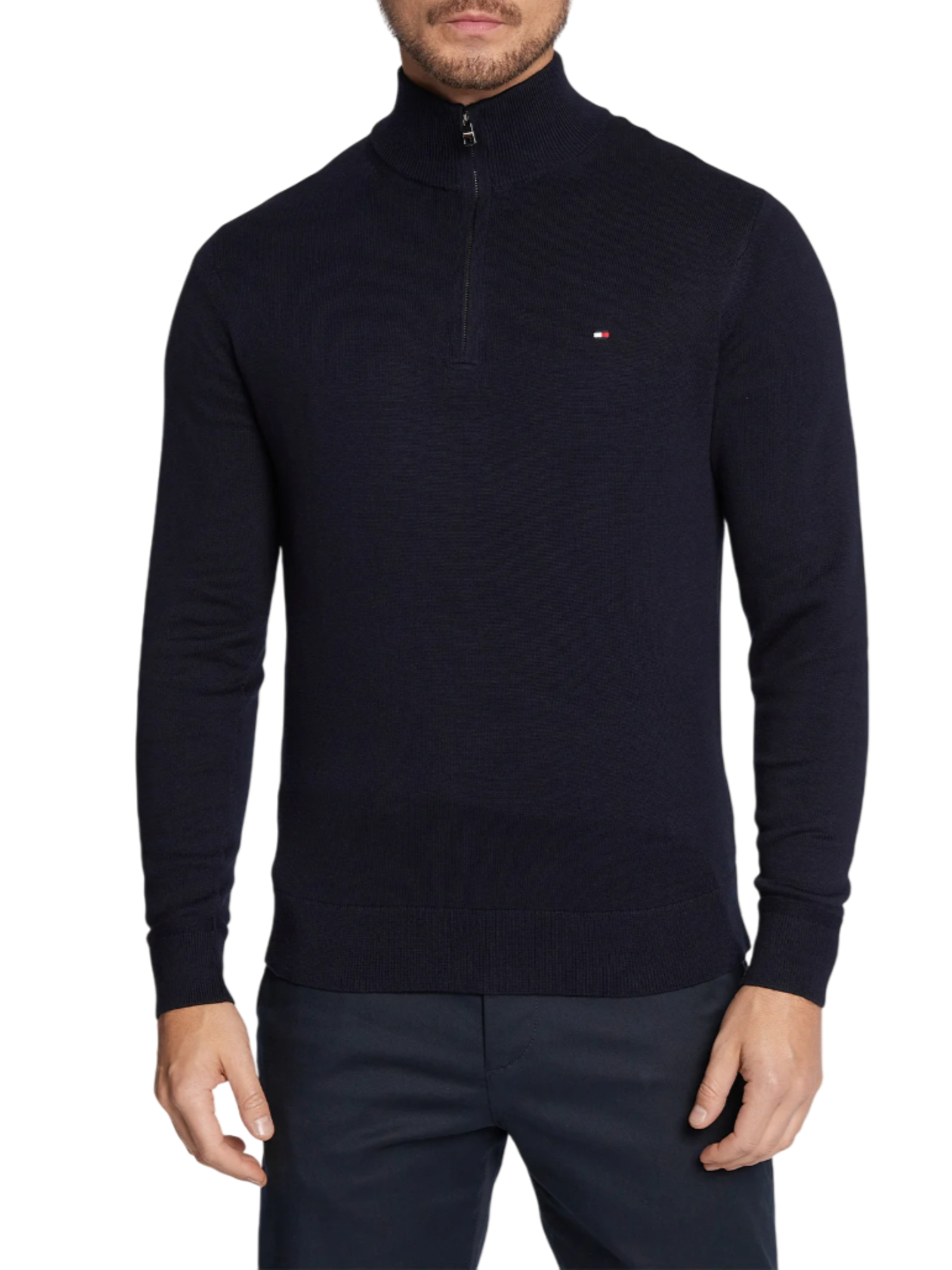 Tommy Hilfiger maglia Pima con mezza zip blu MW0MW28049 DW5 Tommy Hilfiger