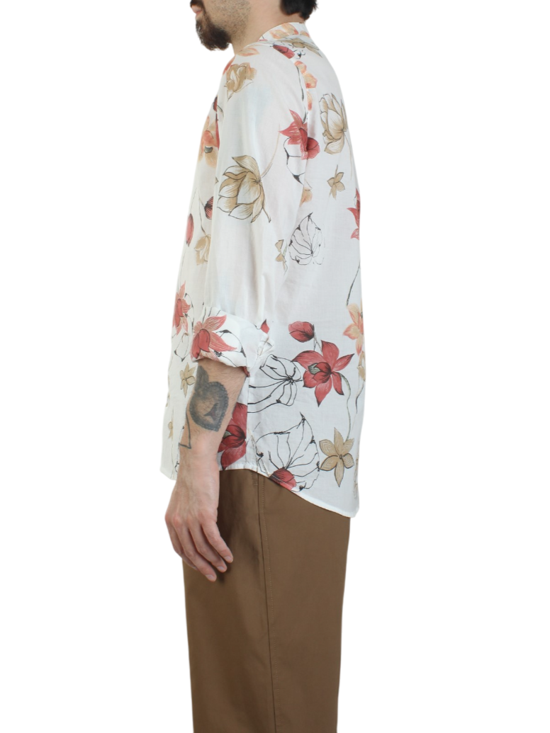 Alta Tensione camicia alla coreana in fantasia bianco 3261-MORA UNICO ALTA TENSIONE