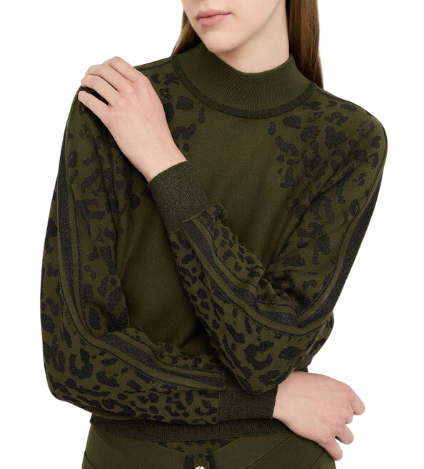 Liu Jo maglia lupetto in fantasia animalier lurex verde TF5269MS49I A4350 LIU JO