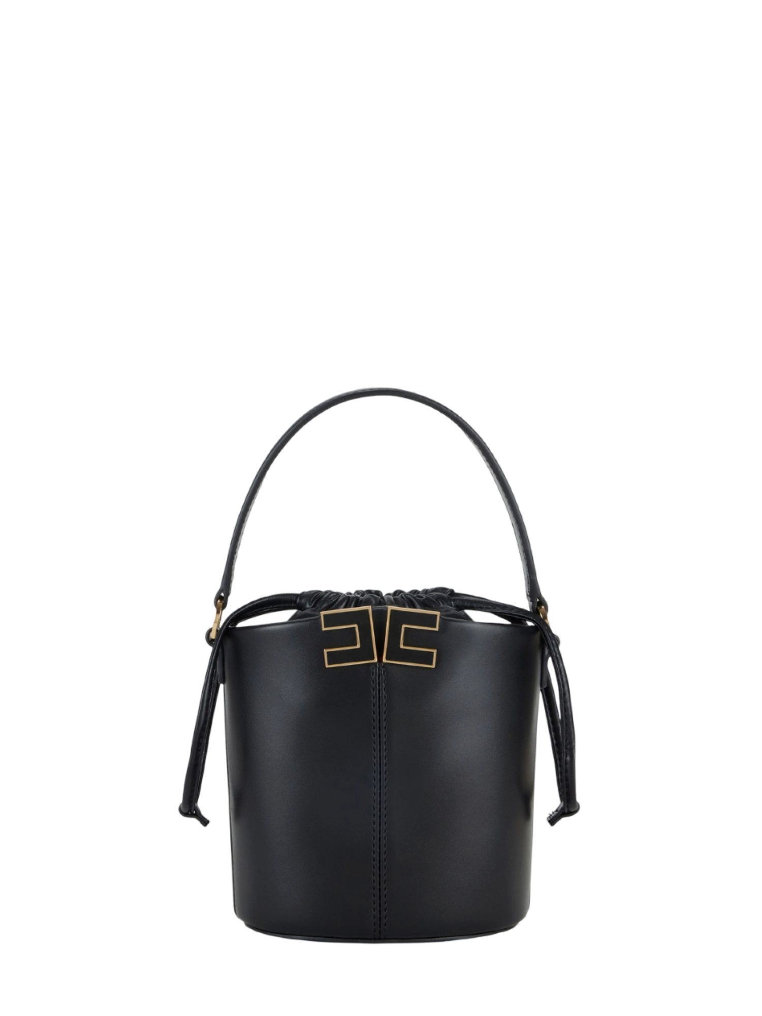 Elisabetta Franchi borsa a secchiello in ecopelle con logo nero BS92A61 110 ELISABETTA FRANCHI