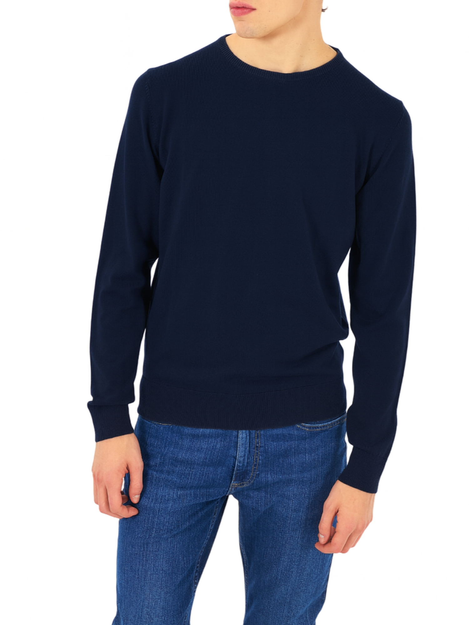 Yes Zee maglia girocollo uomo misto lana blu M863-HL00 0713 YES-ZEE