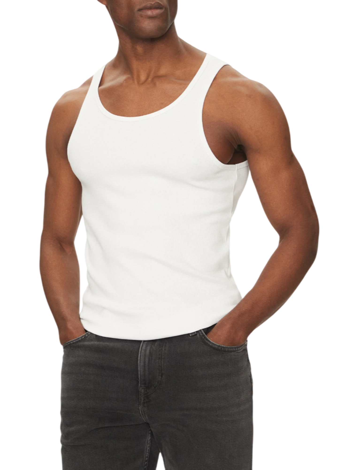 Jack&Jones canotta in cotone a costine bianco 12273156 BRIGHT WHITE JACK&JONES
