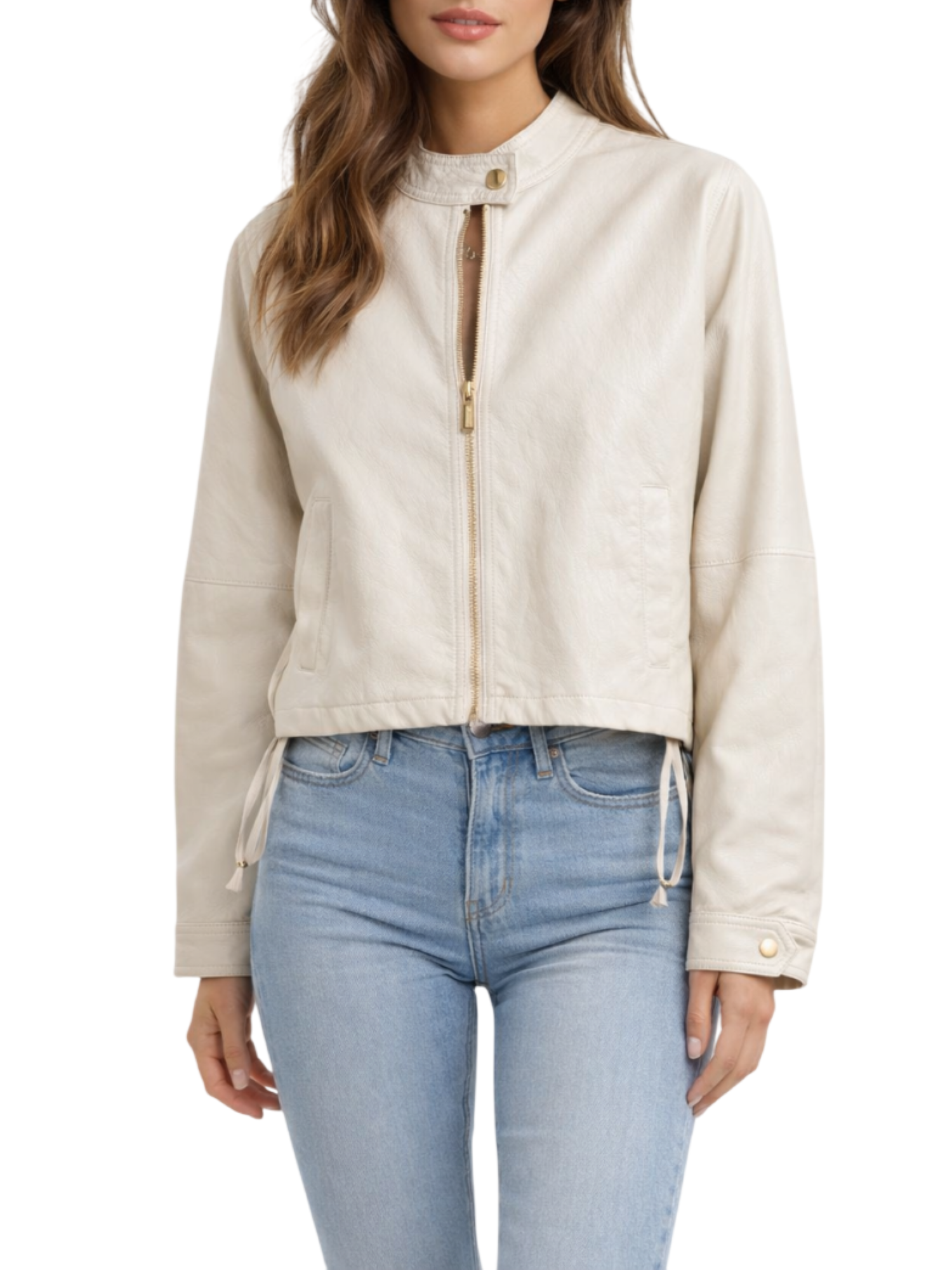Yes Zee giubbino in ecopelle donna beige chiaro J422-KA00 0250 YES-ZEE