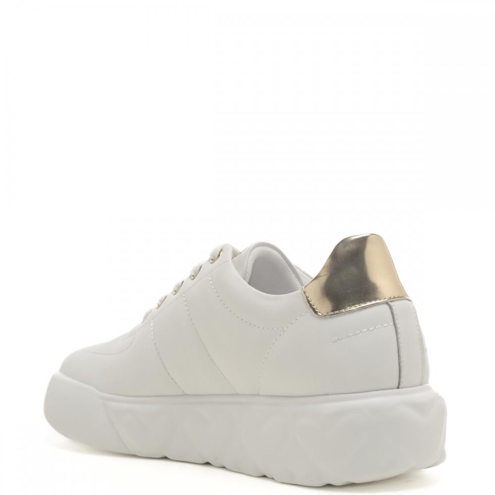 Moschino Love sneakers in nappa con logo bianco oro JA15044G1L-IE2 10A MOSCHINO LOVE