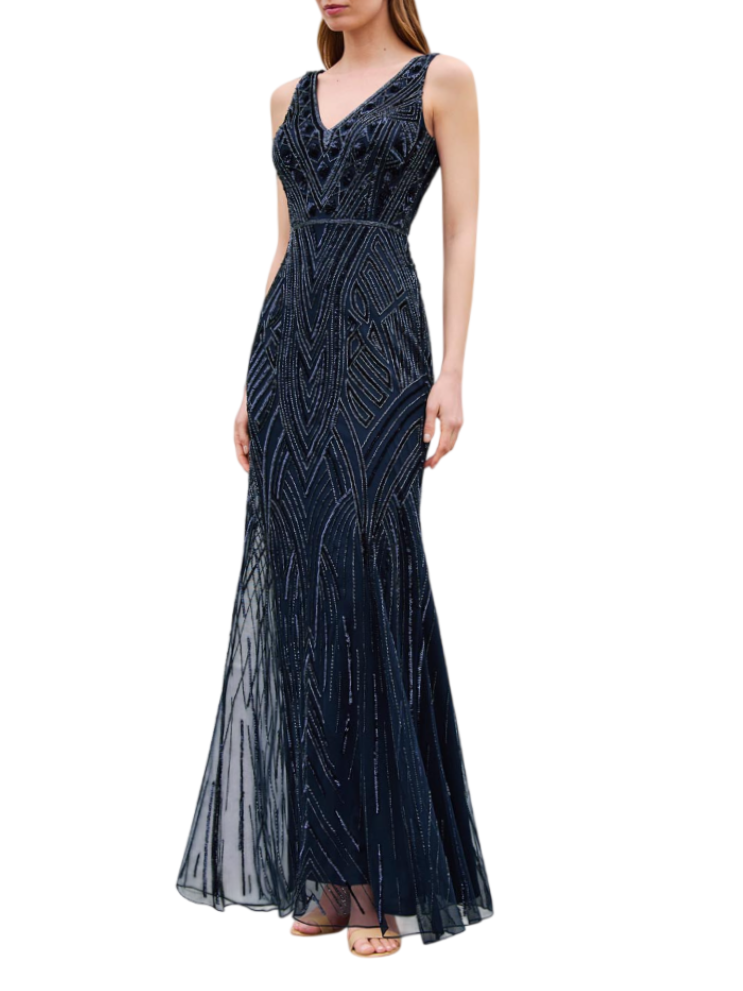 Couture Club abito con ricami gioiello e mantella blu 1G2G7PED00 615-MARINO COUTURE CLUB